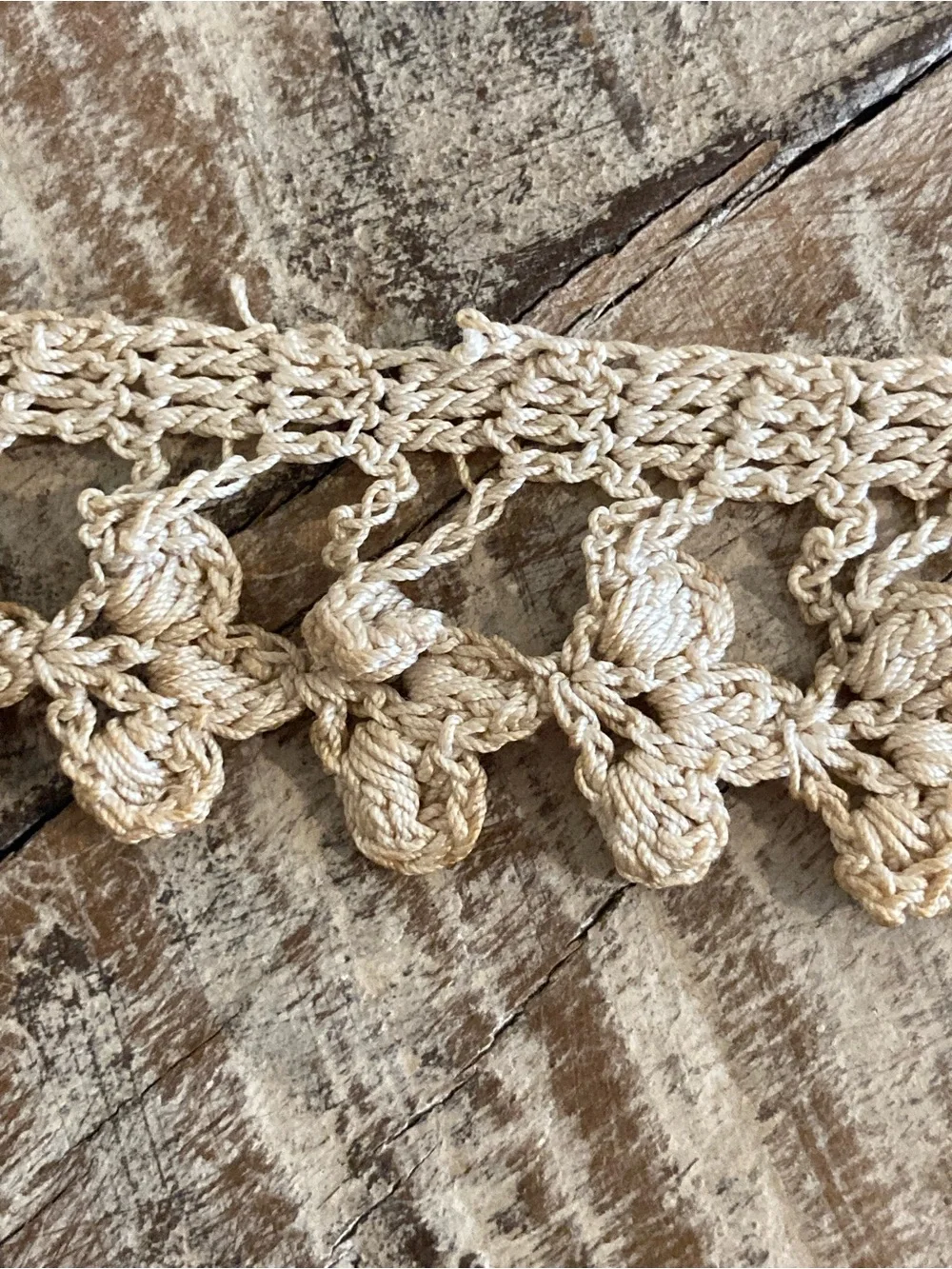 Vintage Crochet Trim Lace - Beige & Brown 39”